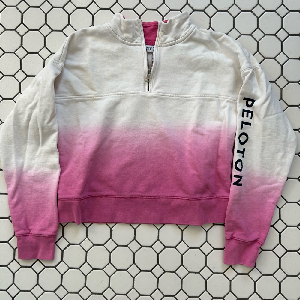 Peloton Pink White Ombre 1/2 Zip Pullover Sweatshirt Size Small